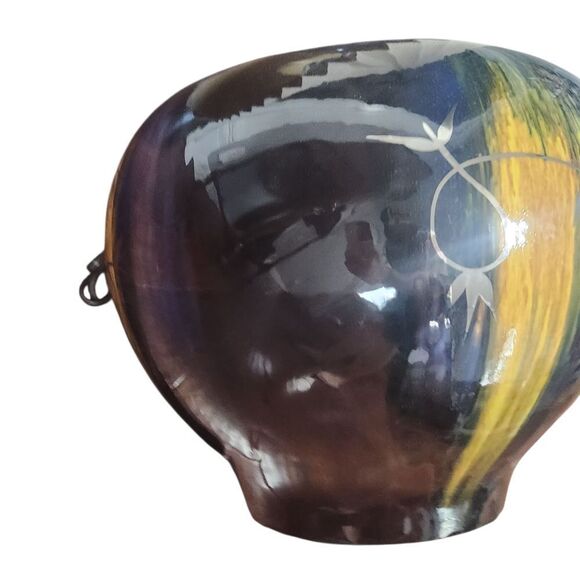 Vintage Mid Century Modern Table Lamp Gazelle Ram Drip Glaze Pottery Pleat Shade - Picture 13 of 14